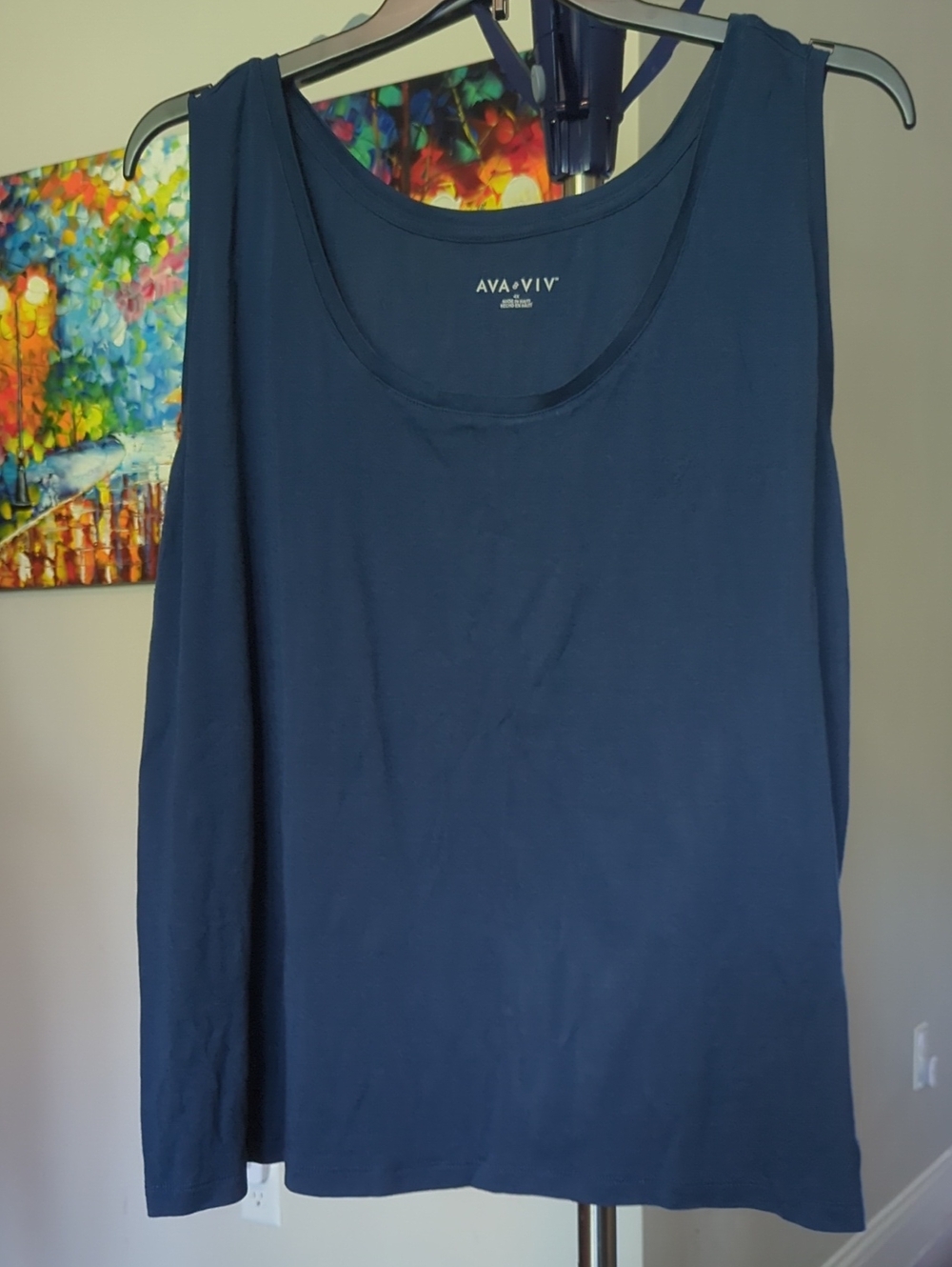 Ava & Viv Women's Dark Blue Scoop Neck Tank #1